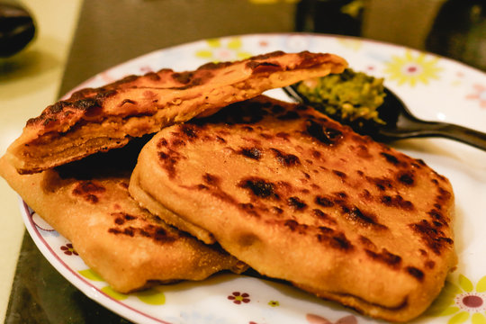 Healthy indian stuffed parotha.