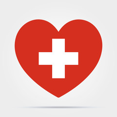 Heart with a cross isolated on white background. Healthcare, Medical symbol icon. Health care icon. Vector stock