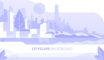 City park panorama decorative background design