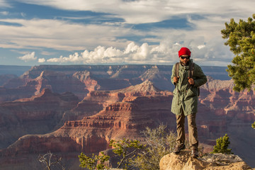 A hiker in the Grand Canyon National Park, South Rim, Arizona, USA.