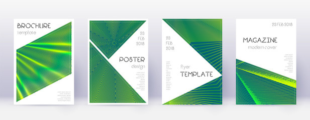 Fototapeta premium Triangle brochure design template set. Green abstr