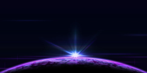 Sunrise or sunset over the purple planet