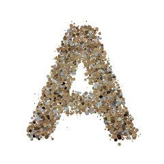 Light gold letter A on the background. 3D