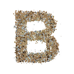 Light gold letter B on the background. 3D