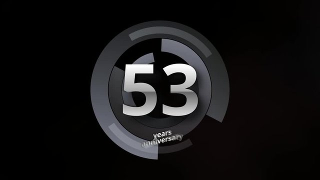 53 Years Anniversary Digital Tech Circle Silver Background
