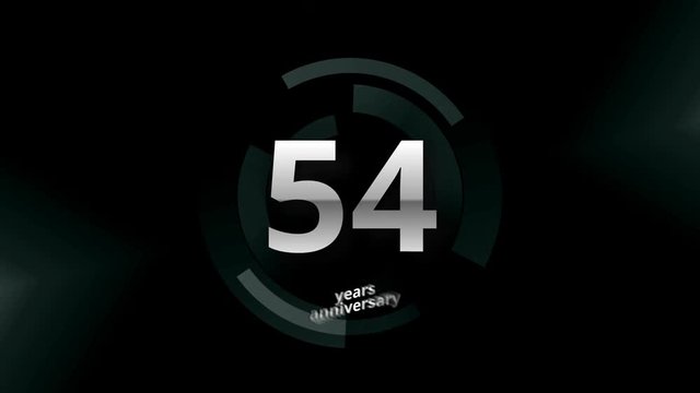 54 Years Anniversary Digital Tech Circle Silver Background