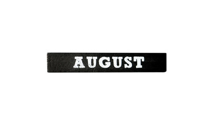 August Black wood calendar isolated on background