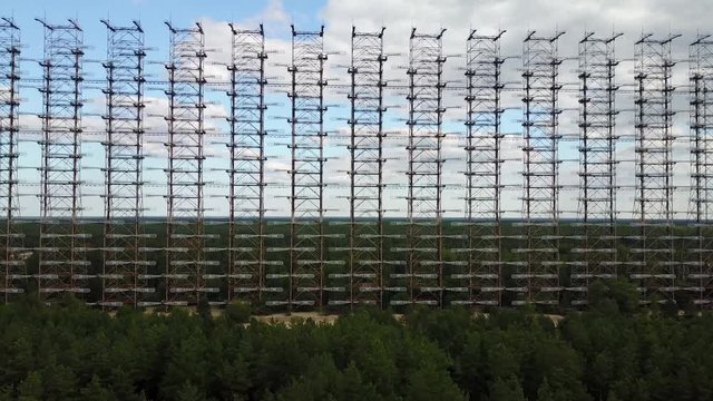 Aerial Views of Abandoned Soviet Duga Radar in Chernobyl Ukraine