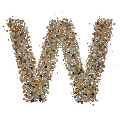 Light gold letter W on the background. 3D