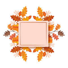 square frame with autumn leafs
