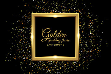 Luxury Golden Sparkling Square Frame Bacgkround