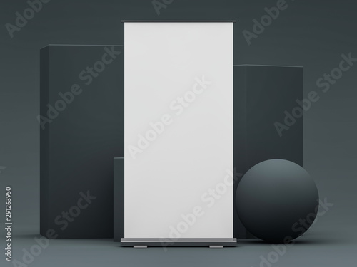 Download Blank Roll Up Banner Display Template Mockup 3d Wall Mural Wallpaper Murals Polesnoy