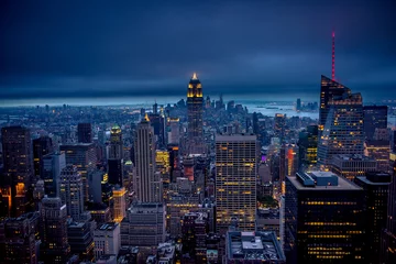 Schilderijen op glas Newyork-stad bij nacht, New York, Verenigde Staten van Amerika © surangaw