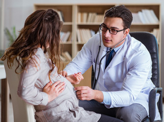 Pregnant woman visiting doctor for consultation