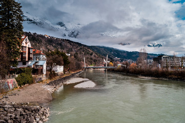 Amazing view over the Inn river in Innsbruck