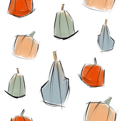 Seamless pattern of pumpkins sketch