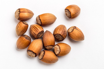 hazelnuts isolated on white background