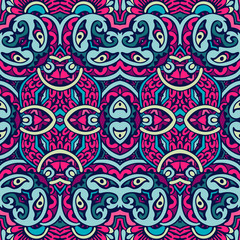 Festival asian colorful seamless design. Bright colorful psychedelic art pattern.