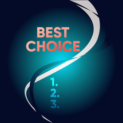 Handwriting text writing Best Choice. Conceptual photo act of picking or deciding between two or more possibilities Two Intermittent Curves Waves Dividing Sun Beamed Background in Halves