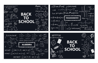 A set of banners back to school. Vector illustrations. School backgrounds.