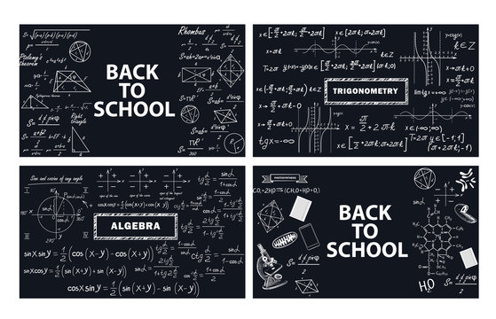 A set of banners back to school. Vector illustrations. School backgrounds.