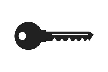 Key icon. Isolated vector sign symbol. Flat black icon on white background. Vector object shape.