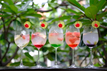 glasses of cocktails on table