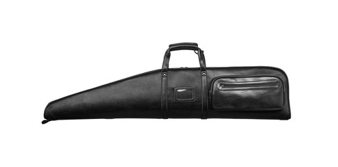 Luxury brown leather weapon case isolate on white background.