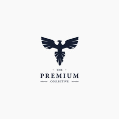 Phoenix bird concept. Design element for logo, icon, brand. Vector illustration
