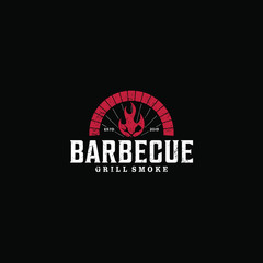 Barbecue bbw grill restaurant food drink logo design - fire meat sausage spatula element