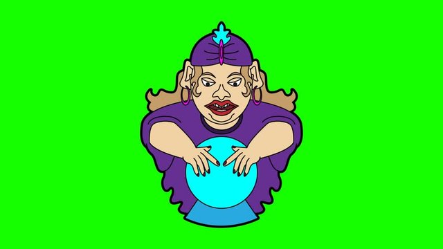 fortune teller animation green screen. 2D flat simple motion