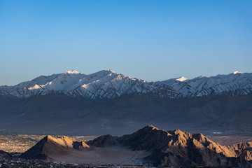The snow mountain range around Leh city located in northern India state of Jammu and Kashmir