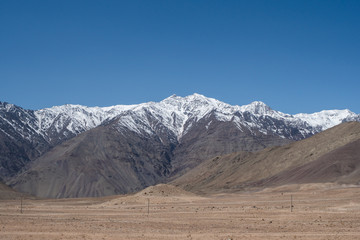 Fototapeta na wymiar The snow mountain range around Leh city located in northern India state of Jammu and Kashmir