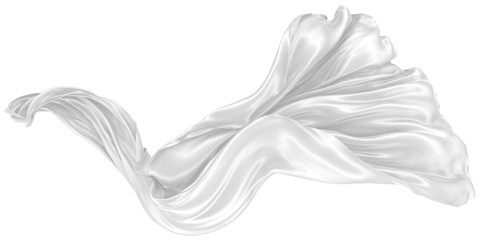 Abstract background of white wavy silk or satin on white background. 3d rendering image.