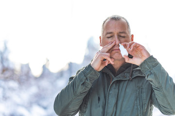 Man With Nasal Spray