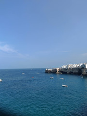 Polignano a Mare town on steep cliffs on the Adriatic