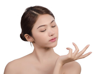 Portrait of Beautiful Asian women on white background