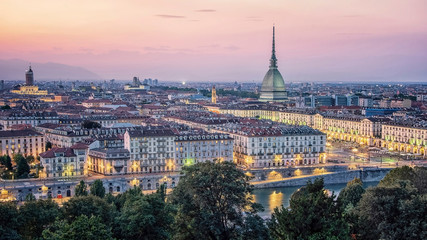 City of Turin at sunset - obrazy, fototapety, plakaty