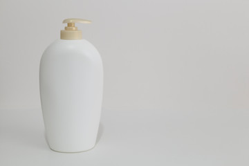 the liquid soap on the white background