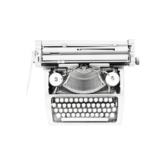 Fototapeta na wymiar Vintage white typewriter isolated on white background, top view