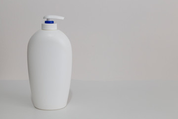 the liquid soap on the white background