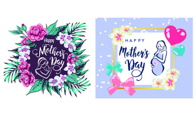 happy mothers day greeting card template, stylized symbol of mom and baby, Pregnancy Logo Design Template Inspiration