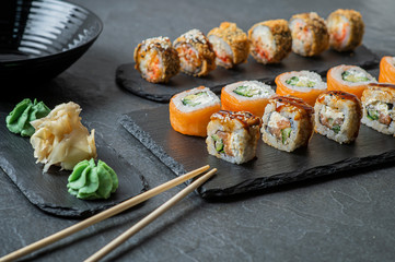Sushi set, Japanese food, roll, Fresh and delicious sushi