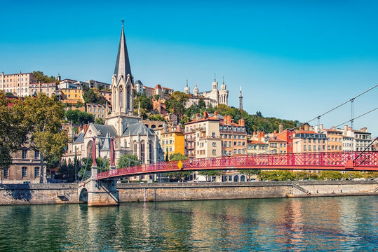 Fototapeta City of Lyon in daytime