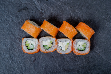 Sushi set, Japanese food, roll, Fresh and delicious sushi