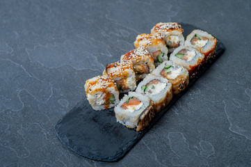 Sushi set, Japanese food, roll, Fresh and delicious sushi