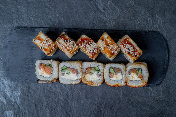 Sushi set, Japanese food, roll, Fresh and delicious sushi