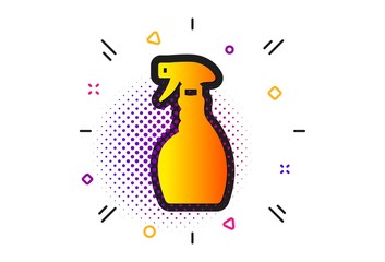 Washing liquid or Cleanser symbol. Halftone circles pattern. Cleaning spray icon. Housekeeping equipment sign. Classic flat spray icon. Vector
