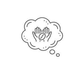 Coffee line icon. Chat bubble design. Hold roasted bean sign. Love caffeine symbol. Outline concept. Thin line coffee icon. Vector