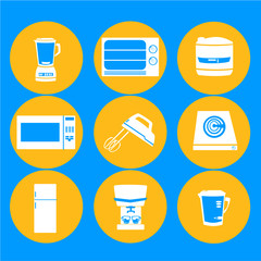 Set kitchen appliances icons vector